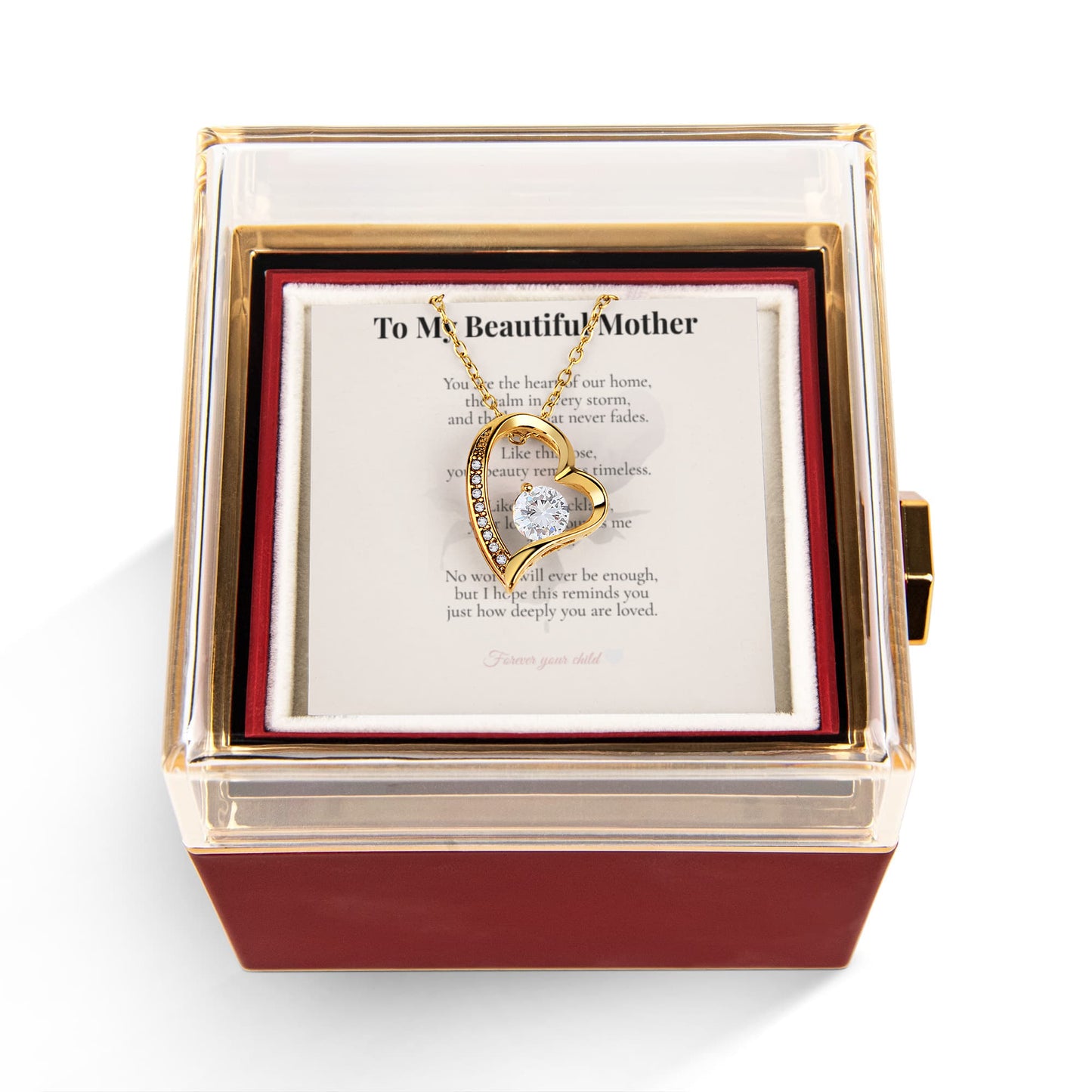 To My Beautiful Mother - Forever Rose Necklace Gift Box