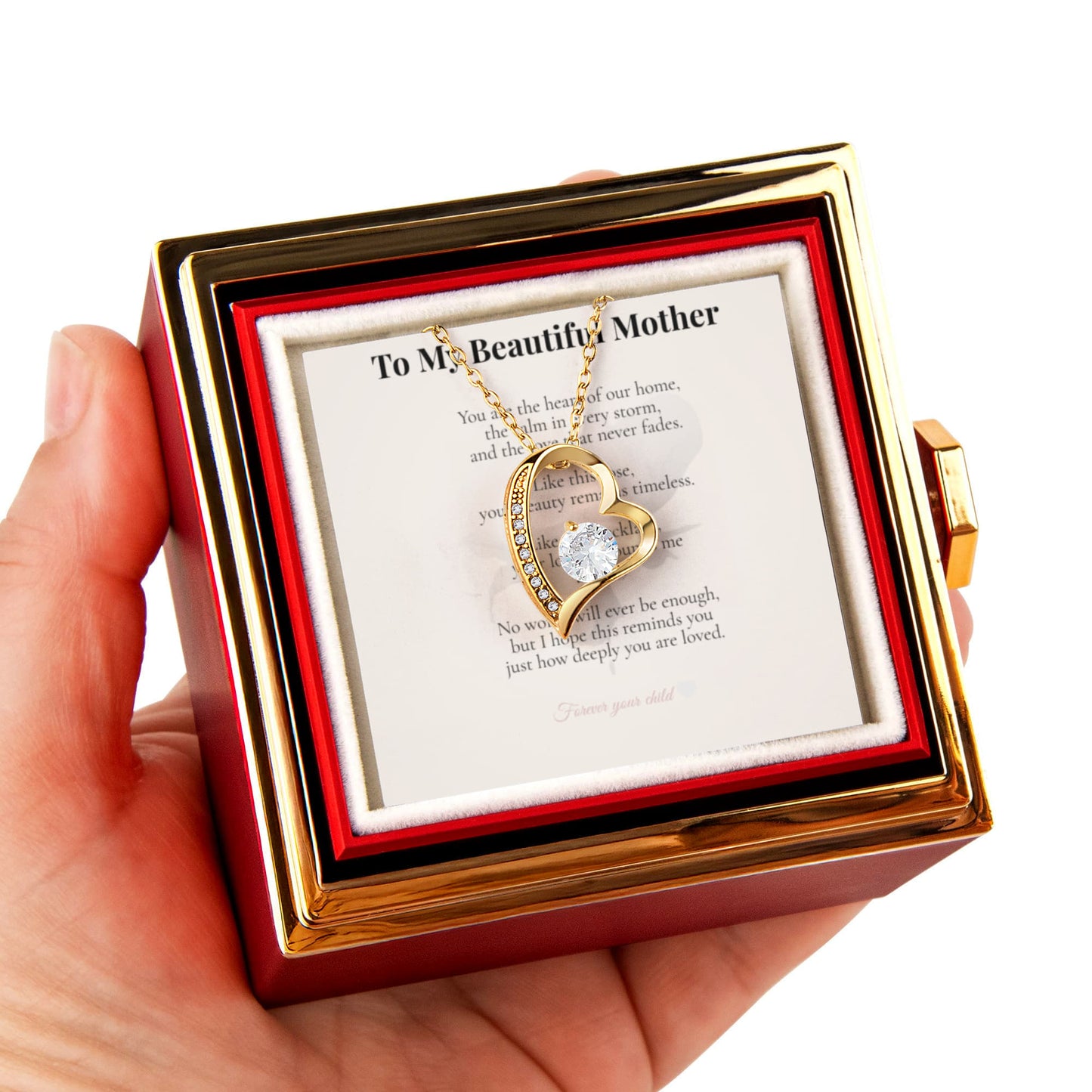 To My Beautiful Mother - Forever Rose Necklace Gift Box