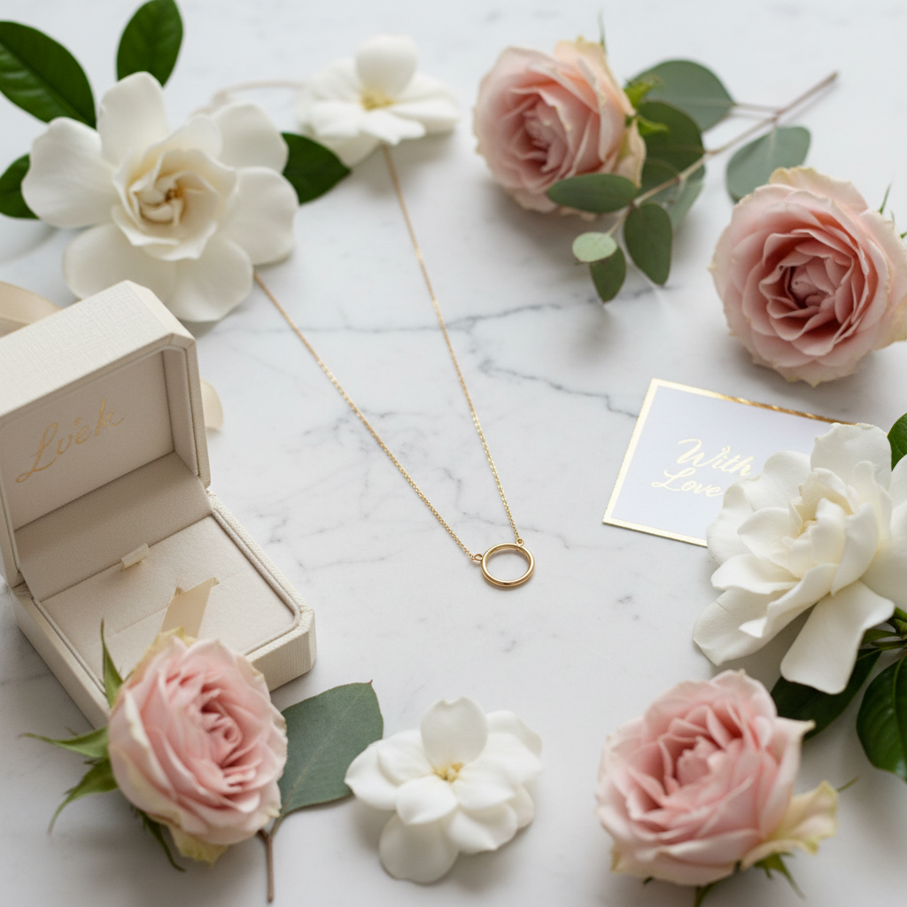 Circle Necklace Flat Lay